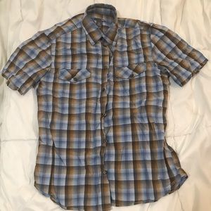 H&M Flannel | Button Down Shirt | Adult M | Blue / Brown Pattern | BRAND NEW